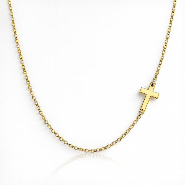 "Crosses" Necklace, 18K Gold Plated Steel