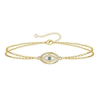 18K gold plated Stainless steel  "Evil Eye" bracelet, Intensity