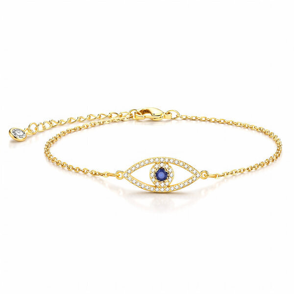 "Evil Eye" Bracelet, 18K Gold Plated Steel