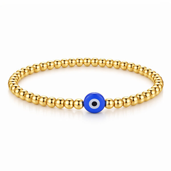 "Evil Eye" Bracelet, 18K Gold Plated Steel