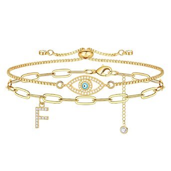 18K gold plated Stainless steel  "Evil Eye" bracelet, Intensity