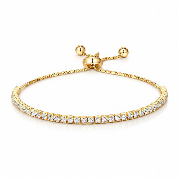 "Tennis" Bracelet, 18K Gold Plated Brass