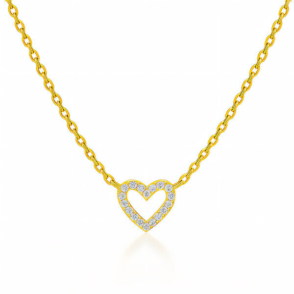 "Hearts" Necklace, 18K Gold Plated Steel