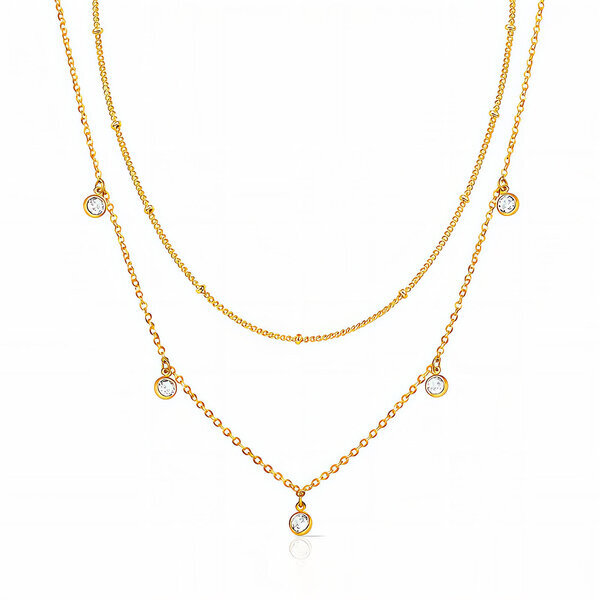 Necklace, 18K Gold Plated Steel