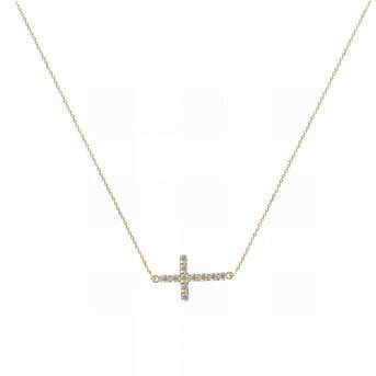 "Crosses" Necklace, 18K Gold Plated Steel