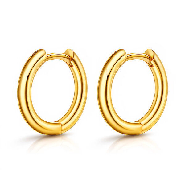 Earrings, 18K Gold Plated Steel
