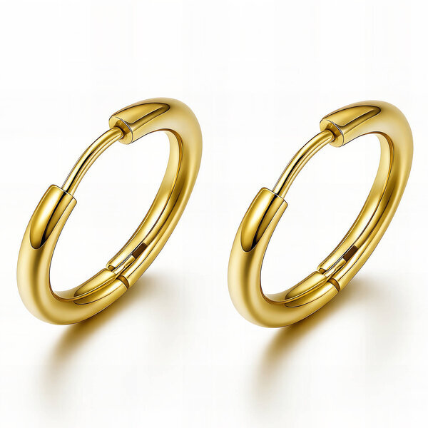 Earrings, 18K Gold Plated Steel