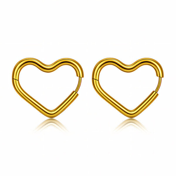 "Hearts" Earrings, 18K Gold Plated Steel