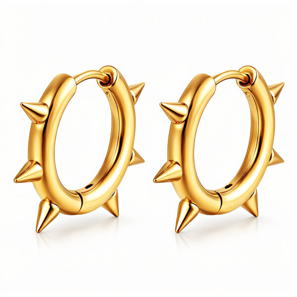 Earrings, 18K Gold Plated Steel