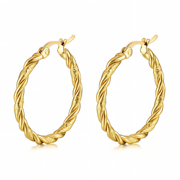 Earrings, 18K Gold Plated Steel