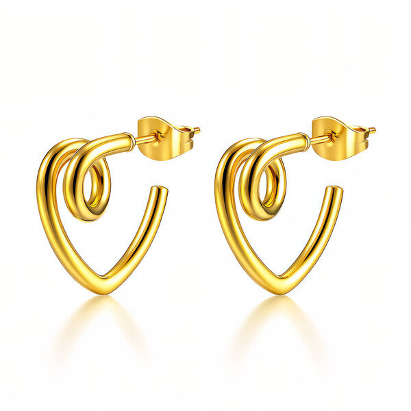 Earrings, 18K Gold Plated Steel