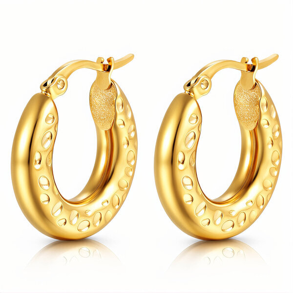 Earrings, 18K Gold Plated Steel