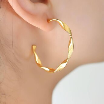 18K gold plated Stainless steel earrings, Intensity