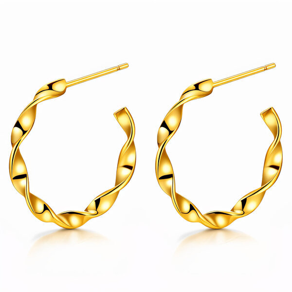 Earrings, 18K Gold Plated Steel