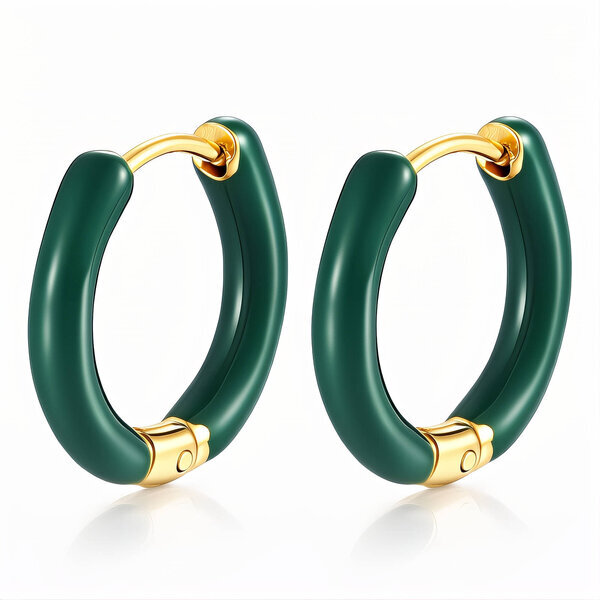 Earrings, 18K Gold Plated Steel