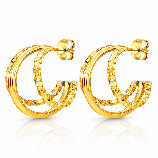 Earrings, 18K Gold Plated Steel