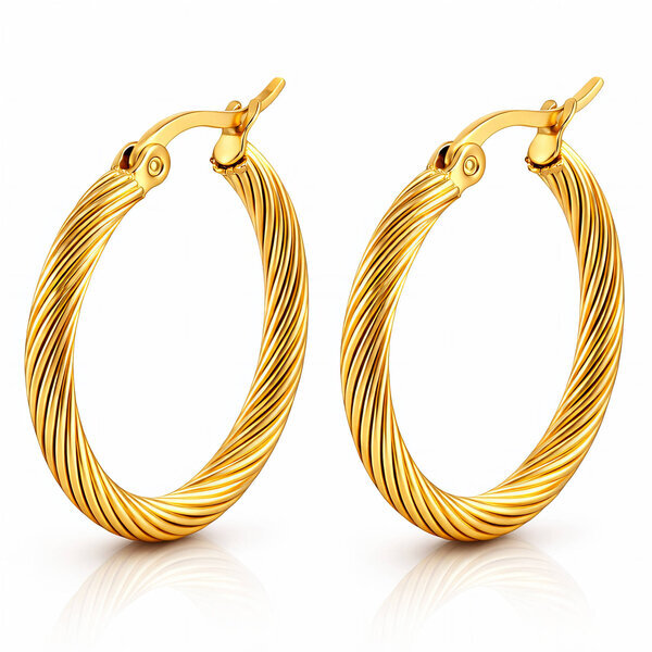 Earrings, 18K Gold Plated Steel