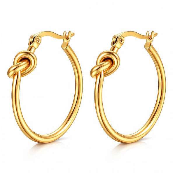 Earrings, 18K Gold Plated Steel