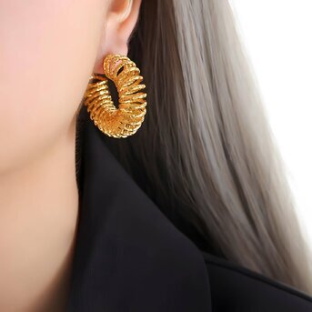 18K gold plated Stainless steel  "Spiral" earrings, Intensity