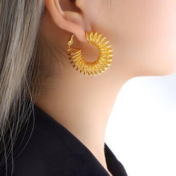 18K gold plated Stainless steel  "Spiral" earrings, Intensity