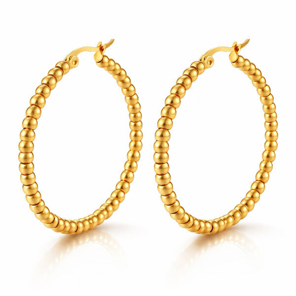 Earrings, 18K Gold Plated Steel