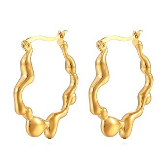 Earrings, 18K Gold Plated Steel