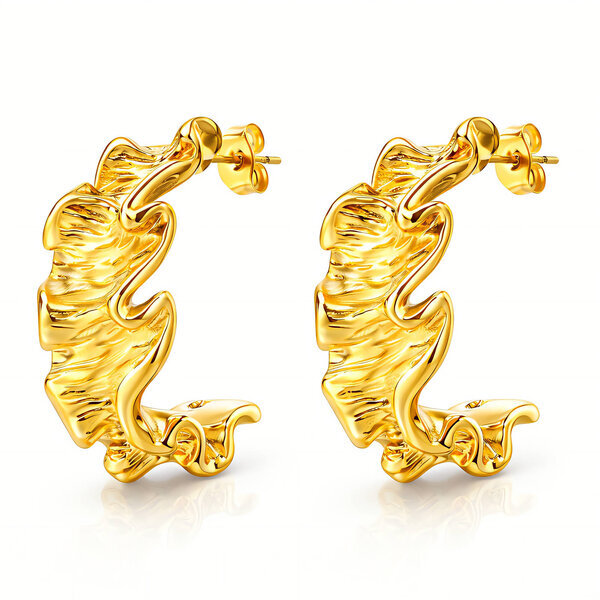 Earrings, 18K Gold Plated Steel