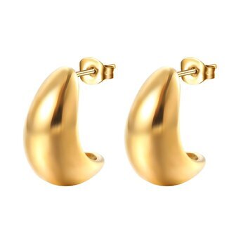 Earrings, 18K Gold Plated Steel