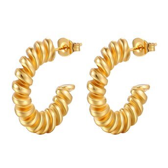 18K gold plated Stainless steel  "Spiral" earrings, Intensity