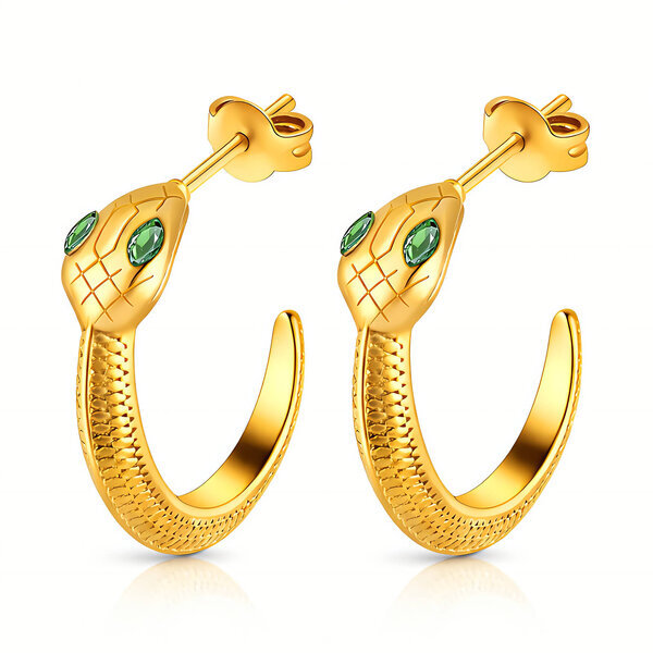"Snakes" Earrings, 18K Gold Plated Steel