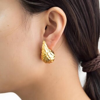 18K gold plated Stainless steel  "Teardrops" earrings, Intensity