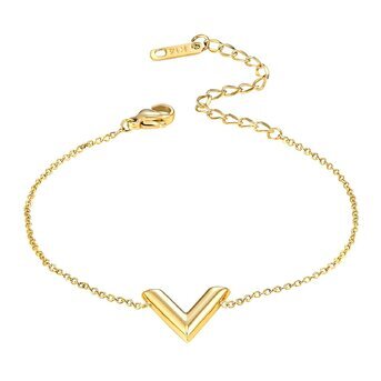 18K gold plated Stainless steel  "Letter "V"" bracelet, Intensity