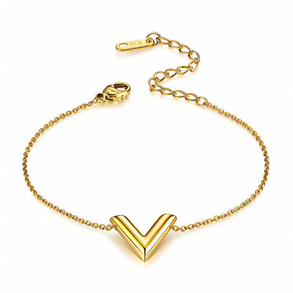 "V" Bracelet, 18K Gold Plated Steel