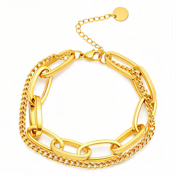 Bracelet, 18K Gold Plated Steel