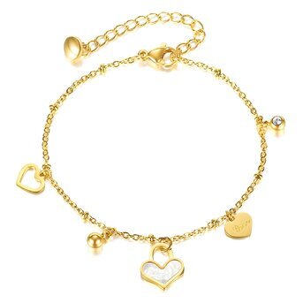 18K gold plated Stainless steel  "Hearts" bracelet, Intensity