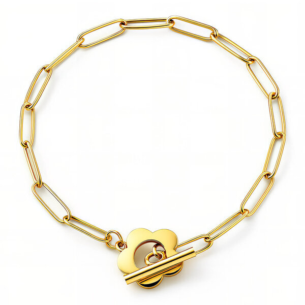 "Flower" Bracelet, 18K Gold Plated Steel