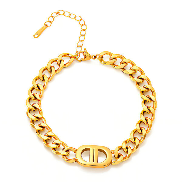 Bracelet, 18K Gold Plated Steel