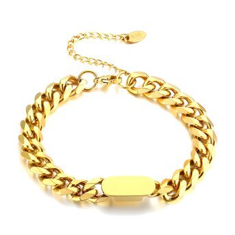 Bracelet, 18K Gold Plated Steel