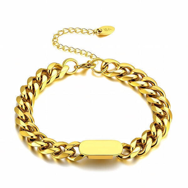 Bracelet, 18K Gold Plated Steel