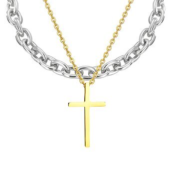 18K gold plated Stainless steel  "Crosses" necklace, Intensity