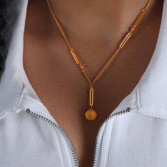Necklace, 18K Gold Plated Steel