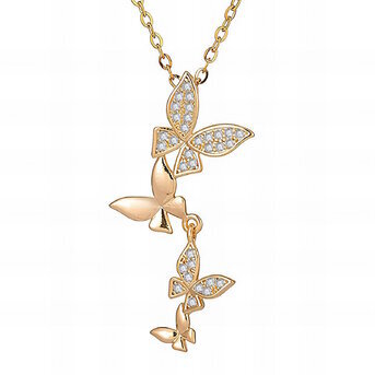 18K gold plated Stainless steel  "Butterflies" necklace, Intensity