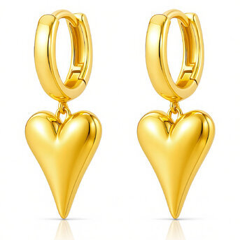 "Hearts" Earrings, 18K Gold Plated Steel