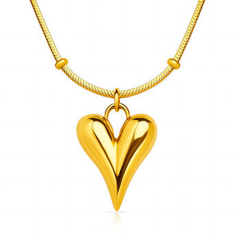 "Hearts" Necklace, 18K Gold Plated Steel