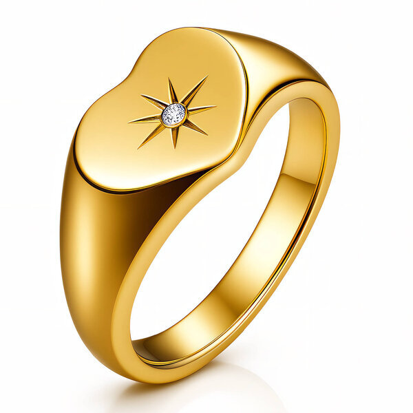 "Heart" Ring, 18K Gold Plated Steel