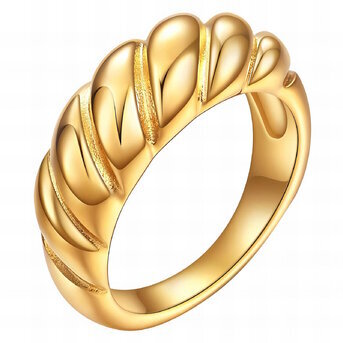 18K gold plated Stainless steel  "Сroissant" finger ring, Intensity