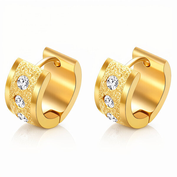 Earrings, 18K Gold Plated Steel