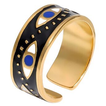 18K gold plated Stainless steel  "Evil Eye" finger ring, Intensity