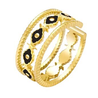 18K gold plated Stainless steel  "Evil Eyes" finger ring, Intensity