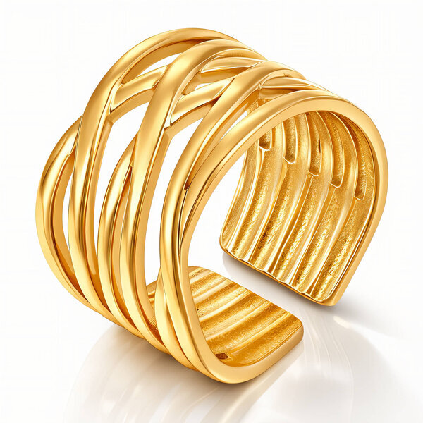 Ring, 18K Gold Plated Steel